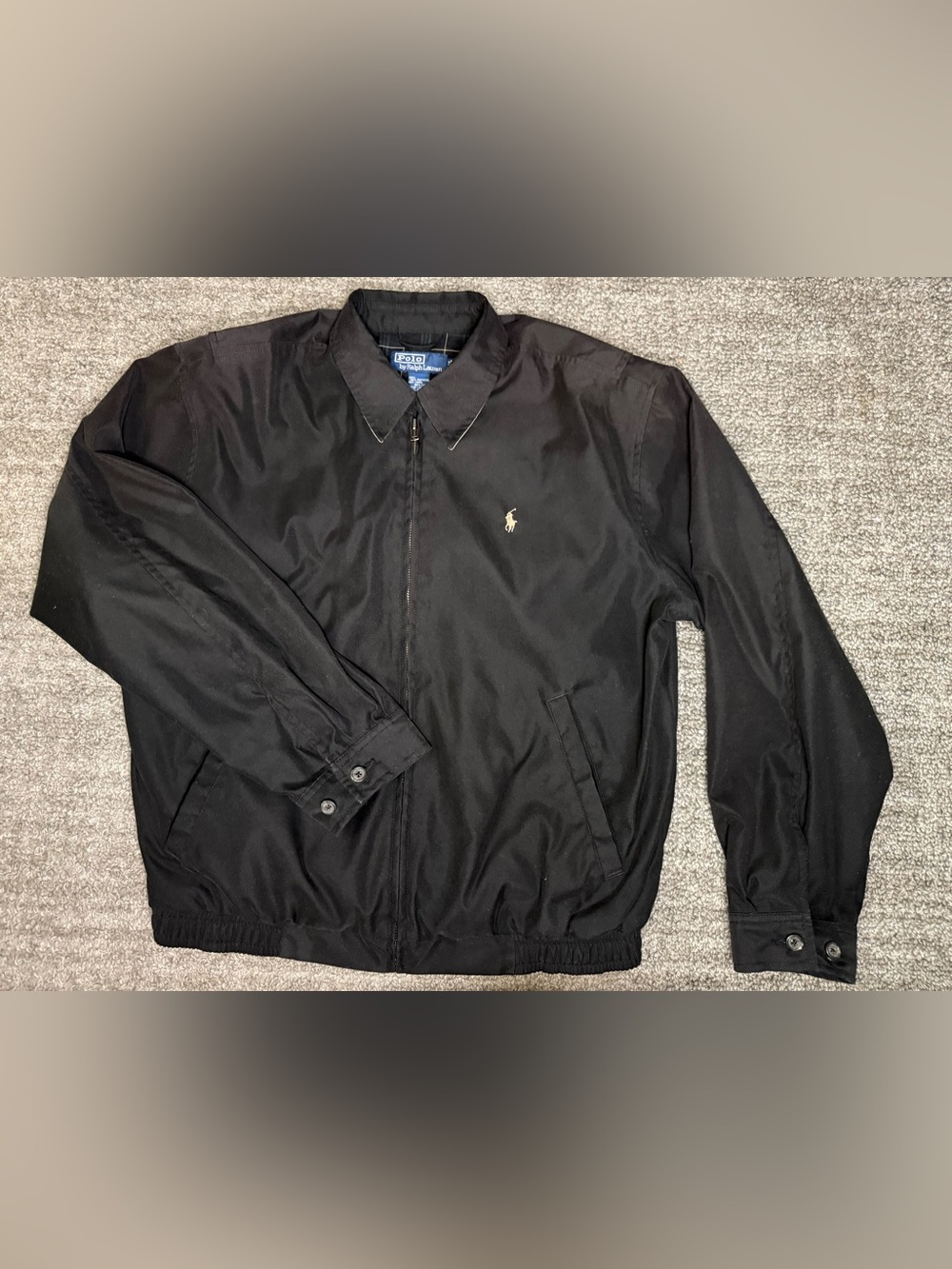 Ralph Lauren Black Lightweight Zip Harrington Jacket with Polo Pony